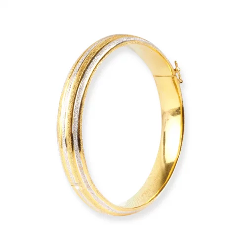 22ct Gold Openable Bangle with Rhodium Plating and Sandblasted Design B-8640 - Image 2