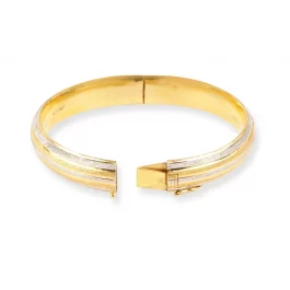 22ct Gold Openable Bangle with Rhodium Plating and Sandblasted Design B-8640