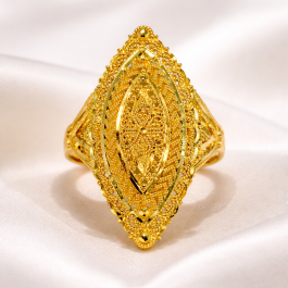 Elegant Filigree Marquise Gold Ring – 4.0 Grams