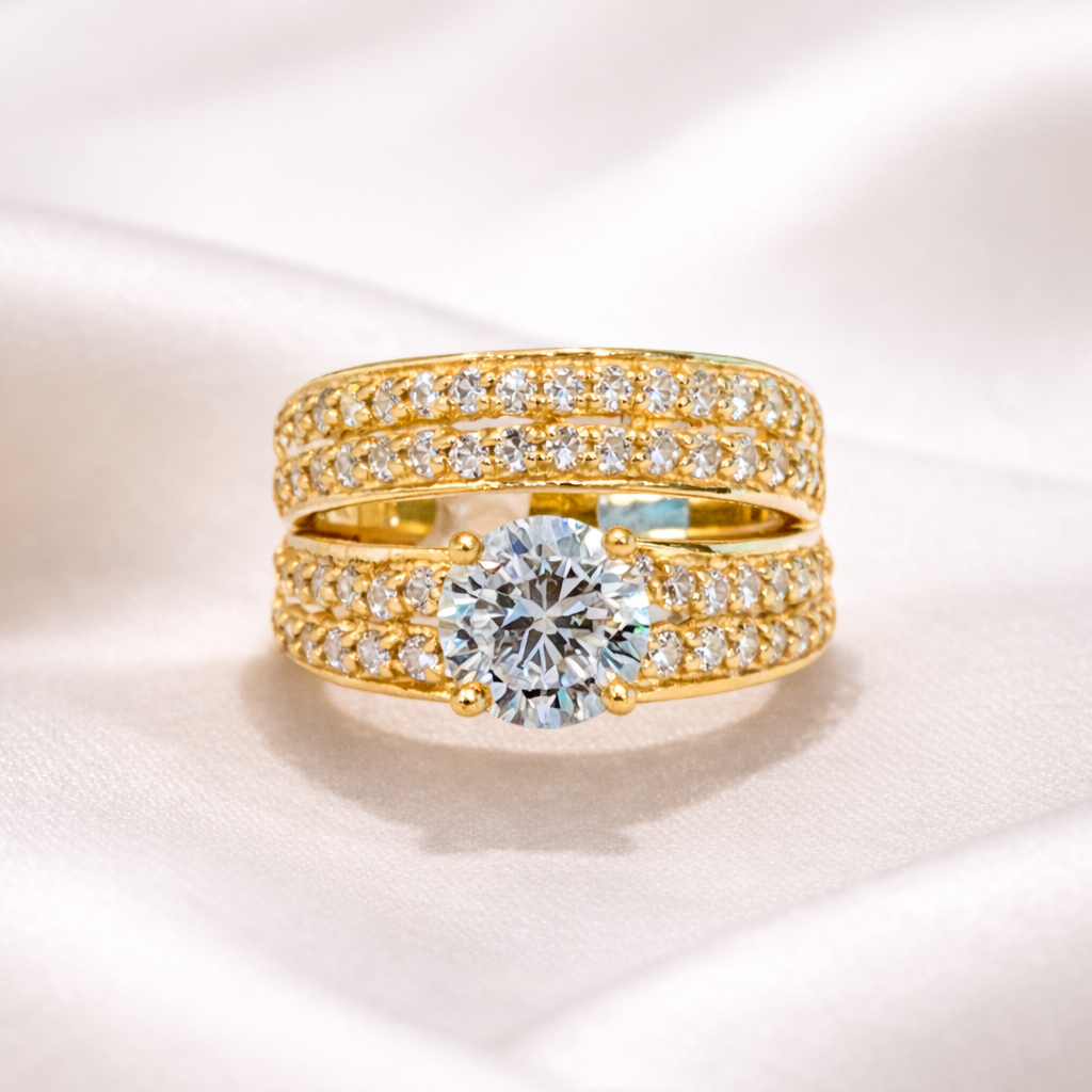 Elegant 7.4gm Ladies Gold & Diamond Ring – Timeless Sparkle Collection