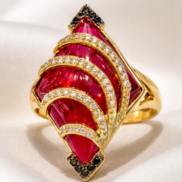 Ruby Elegance Ladies Ring – 17.6 gm Fine Gold Statement Ring