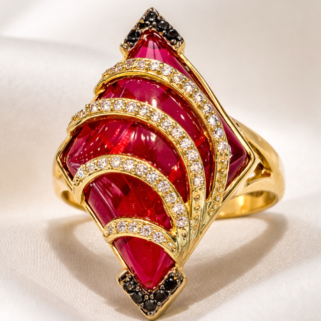 Ruby Elegance Ladies Ring – 17.6 gm Fine Gold Statement Ring