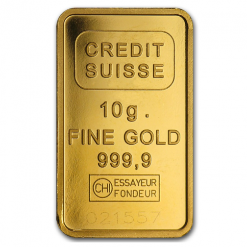 Credit Suisse 10 Gram 24 Carat Gold Bar – .9999 Fine Gold