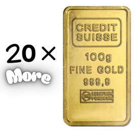 Credit Suisse 100 Gram 24 Carat Gold Bars – Bulk Purchase (20+ Bars) – Call for Quote