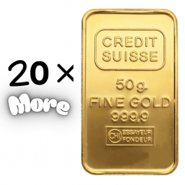 Credit Suisse 50 Gram 24 Carat Gold Bars – Set of 20 (1 Kilogram Total)