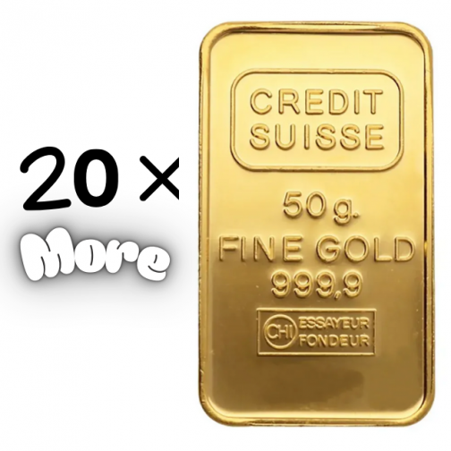 Credit Suisse 50 Gram 24 Carat Gold Bars – Set of 20 (1 Kilogram Total)