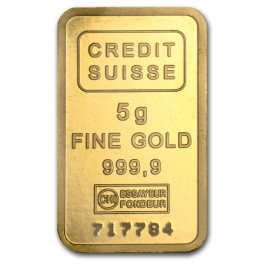 Credit Suisse 5 Gram 24 Carat Gold Bar – .9999 Fine Gold