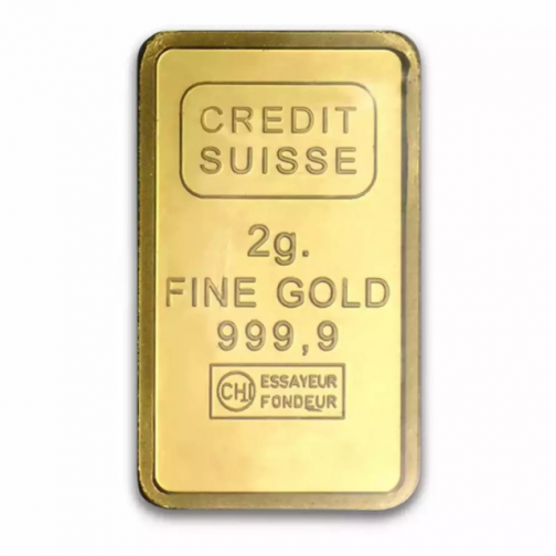 Credit Suisse 2 Gram 24 Carat Gold Bar – .9999 Fine Gold