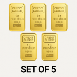 Credit Suisse 1 Gram 24 Carat Gold Bars – Set of 5 (Total 5 Grams)