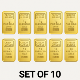 Credit Suisse 1 Gram 24 Carat Gold Bars – Set of 10 (Total 10 Grams)