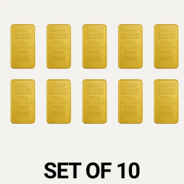 Credit Suisse 100 Gram 24 Carat Gold Bars – Set of 10 (1 Kilogram Total)