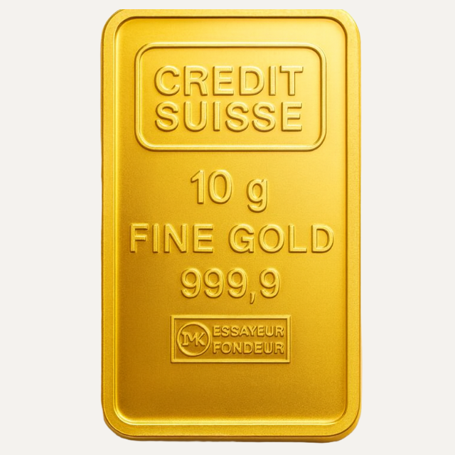 Credit Suisse 10 Gram 24 Carat Gold Bar – .9999 Fine Gold