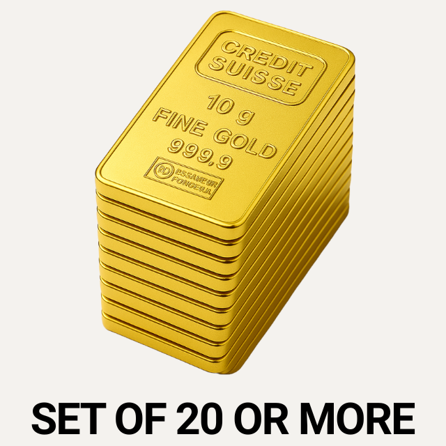 Credit Suisse 10 Gram 24 Carat Gold Bars – Bulk Purchase (20+ Bars) – Call for Quote
