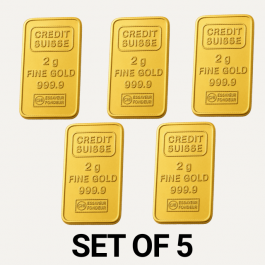 Credit Suisse 2 Gram 24 Carat Gold Bars – Set of 5 (Total 10 Grams)