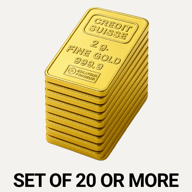 Credit Suisse 2 Gram 24 Carat Gold Bars – Bulk Purchase (20+ Bars) – Call for Quote