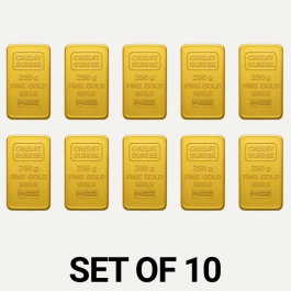 Credit Suisse 250 Gram 24 Carat Gold Bars – Set of 10 (Total 2500 Grams)