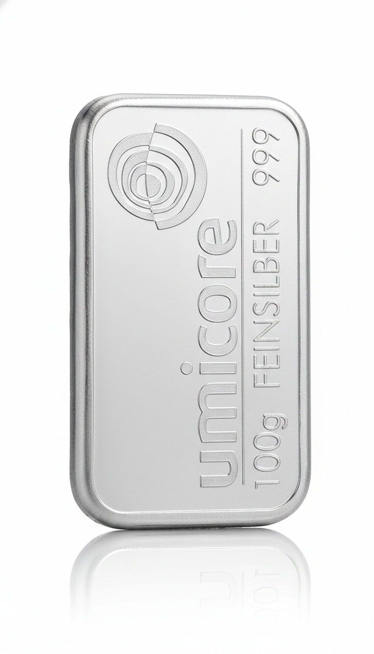 100g Fine Silver Bar (999 Purity) – Umicore Certified Bullion