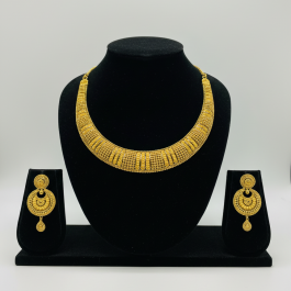 Traditional Gold Necklace Set with Earrings | 41.7g