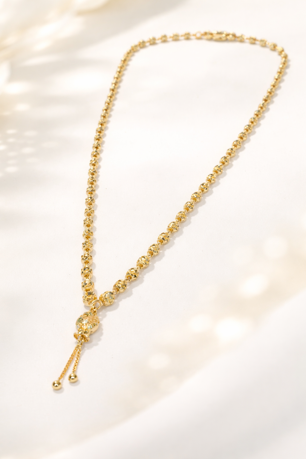 22 Carat Gold Beaded Chain Necklace – 11.3 Grams | Elegant Traditional Design