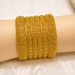 Royal 4-Piece Gold Bangle Set (2 Wide + 2 Slim) – 111.9G