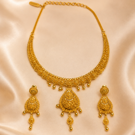 22K Gold Necklace Set (Set 5) – 41.4g | Traditional Gold Necklace with Matching Earrings