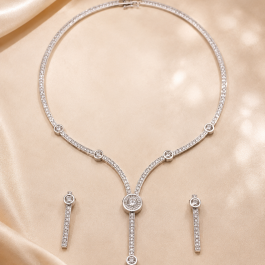 18ct White Gold Necklace Set with Matching Earrings – 37.5g