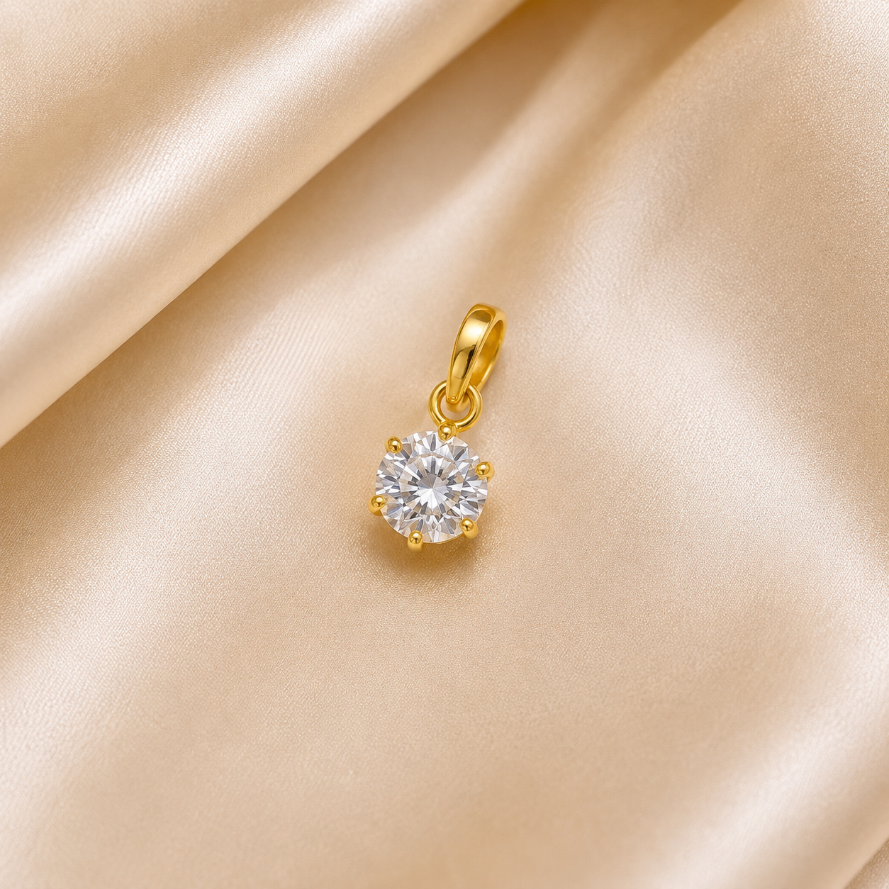 Round Stone Pendant in 18ct Gold – 1.0g | Elegant Solitaire Style Pendant
